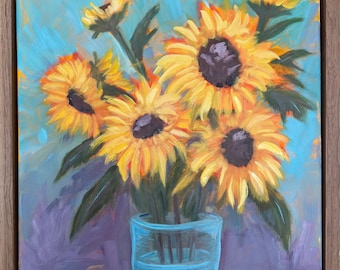 Original Sunflower oil painting 16x20