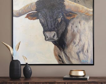 Longhorn Painting   36x36 Original Oil Painting