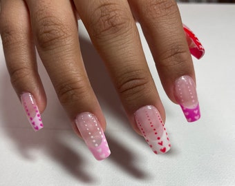 Heart and dot French Tip Nails