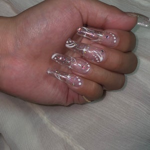 Glitter line art press on nails bild 3