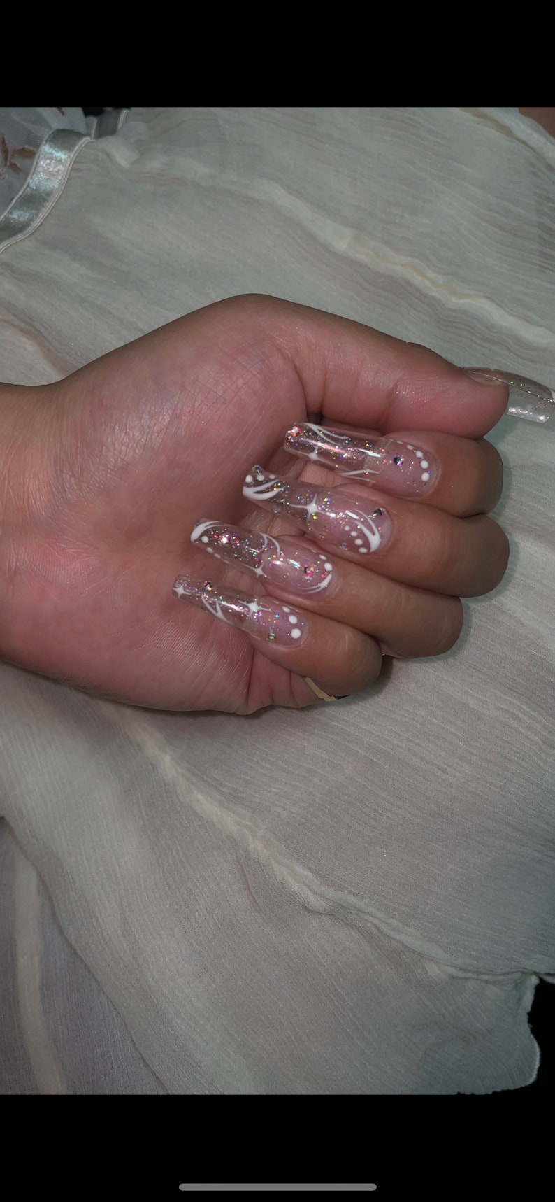 Glitter line art press on nails bild 3
