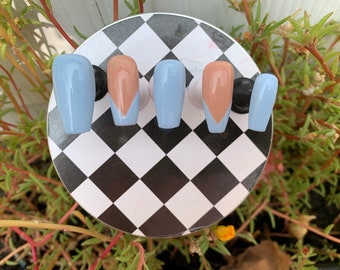 Blue French Tip Nails || Press on Nails