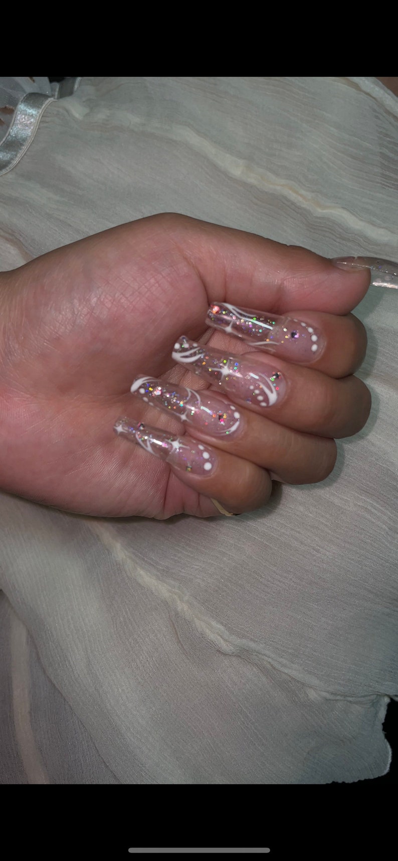Glitter line art press on nails bild 2
