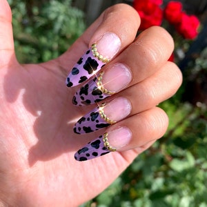 Purple Cow Print Nails | Press on Nails