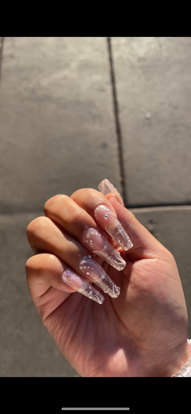 Glitter line art press on nails bild 1