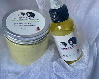 Premium Growth Oil & Maximum scalp moisturizer Lemon Caster Oil Hair Butter Bundle.(safe for kids)