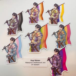 Queer Pride Knight - LGBTQ sticker flag options, 3 in