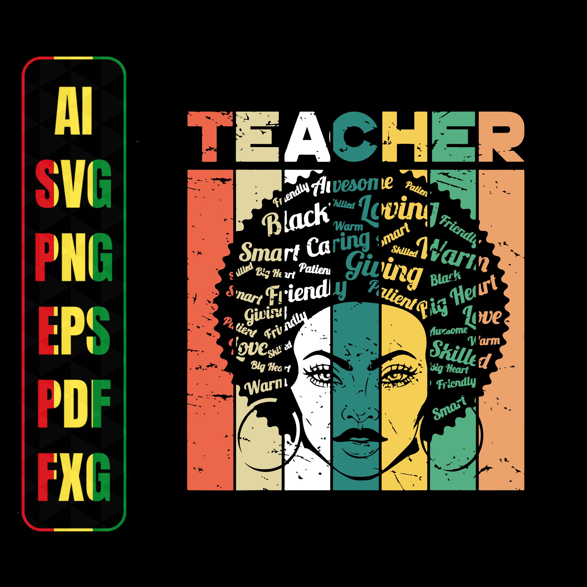 Download Black Woman Teacher svg Afro Retro Black History Month svg | Etsy