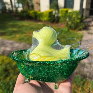 Easter Decorative Bath Tub and Rubber Duck Bath Bomb, Resin Bath Tub, Bathroom Storage, Bathroom Decoration, Easter Basket Stuffer
