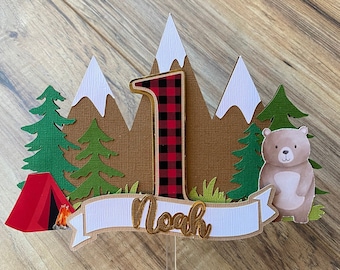 One Happy Camper Cake Topper: Camping Birthday Decoration