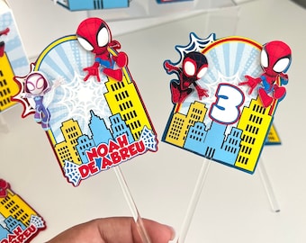 Spidey and Friends Cupcake Toppers, 3D Party Decoration