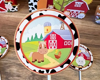 Farm Themed Cupcake Topper / Farm Birthday Party / Farm Party Decoration / Barnyard Themed Cupcake Toppers / Farm Birthday Theme