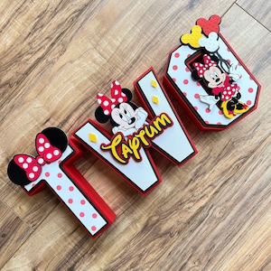 Minnie Mouse 3D Letters / Minnie Mouse Party Decorations / Minnie Mouse Party Supply / ONE 3D Letters / Minnie Mouse Birthday Decorations