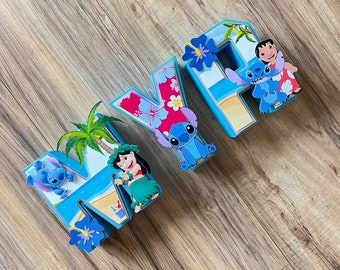 Lilo and Stitch 3D Letter, Custom Birthday Party Decor