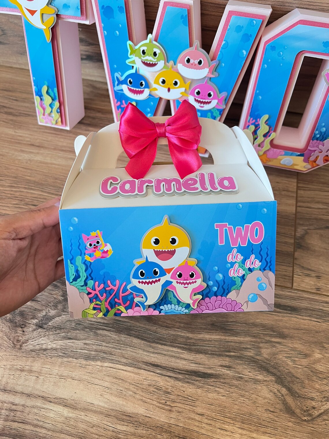 Baby Shark Gable Box / Baby Shark Theme Favor Box / Baby Shark Etsy