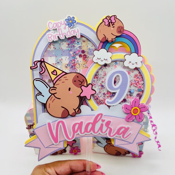 Personalized Capybara Birthday Cake Topper, Party Decoration