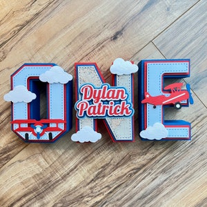 Airplane 3D Letters / Vintage Airplane 3D Letters / Airplane Party Decorations / Airplane Birthday Party/ ONE 3D Letters /