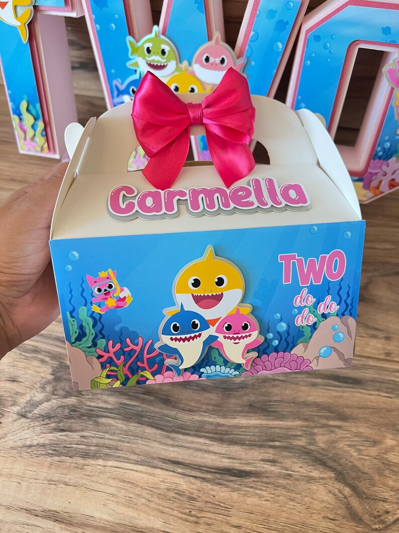 Baby Shark Gable Box / Baby Shark Theme Favor Box / Baby Shark Etsy