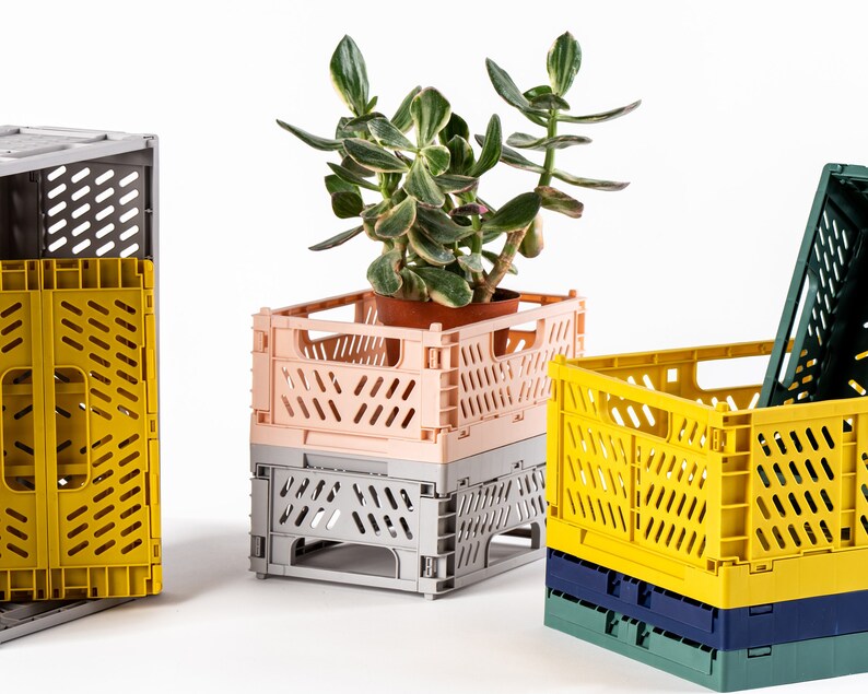 Mini Storage Crate Set of 2 Colored Foldable Stackable Etsy