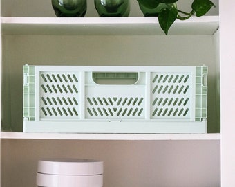 Caja de almacenamiento de plástico pastel (paquete de 2) / Contenedor apilable plegable