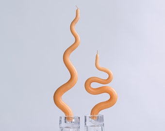 Long Wiggle Taper Candles | Set of 2 | Curved Decorative Wavy Dripless Candles | Vintage | Holiday Gifting | Hosting Essential