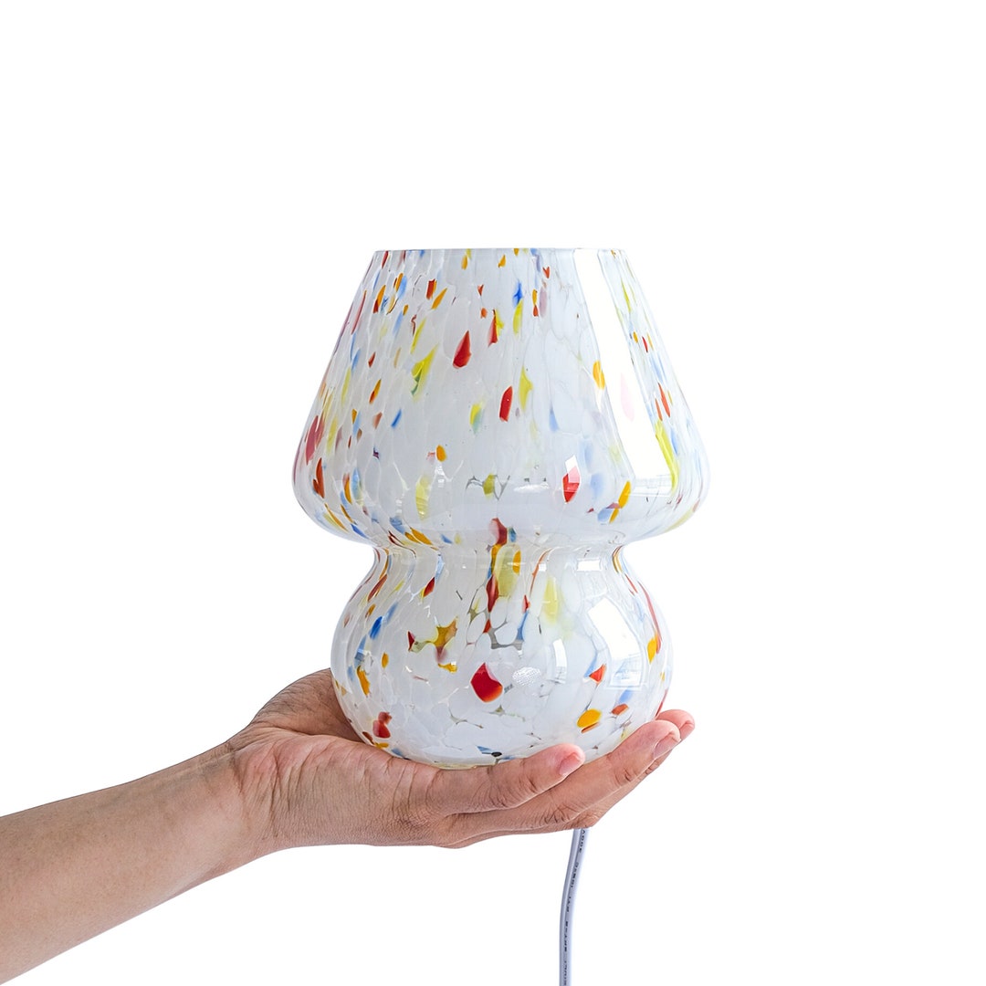 Glass Mushroom Table Lamp Mini Confetti MCM Murano Etsy