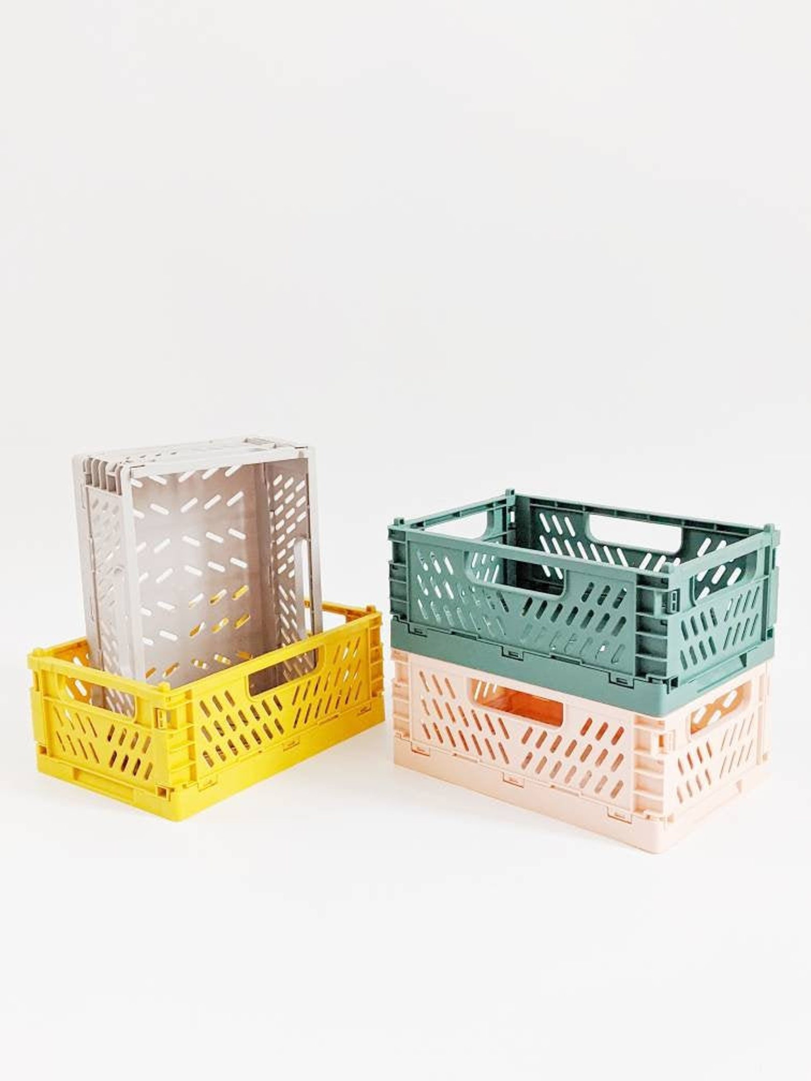 Mini Storage Crate Set of 2 Colored Foldable Stackable Etsy