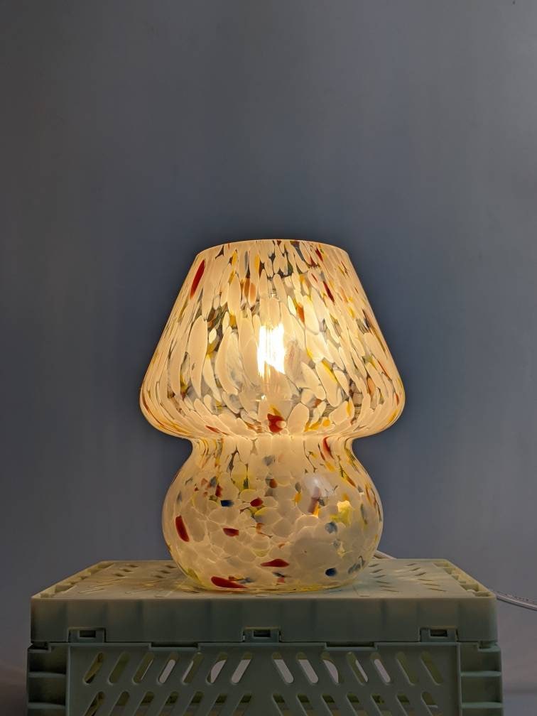 Glass Mushroom Table Lamp Mini Confetti MCM Murano Etsy
