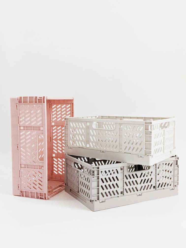 Medium Storage Crate Pastel Pink Set of 3 Storage and Etsy