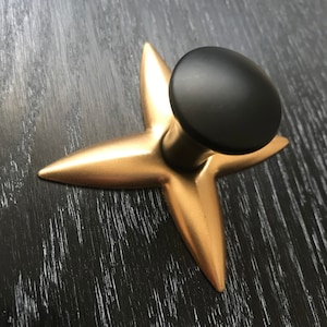 Retro Starburst backplate for cabinet or drawer pull Mid Century Resin Brass Gold Finish