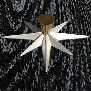Large Classic STARBURST cast RESIN backplate for cabinet or drawer pull Mid Century in Silver Aluminum metallic finish **pull not included**