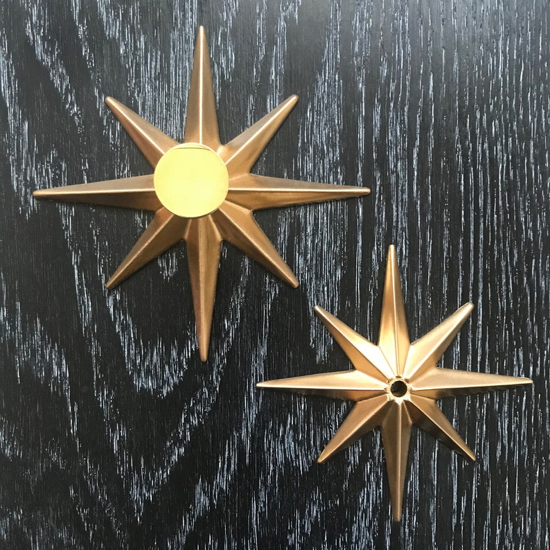 Large Classic STARBURST cast RESIN backplate for cabinet or drawer pull Mid Century in Gold Brass metallic finish, pull not included image 10