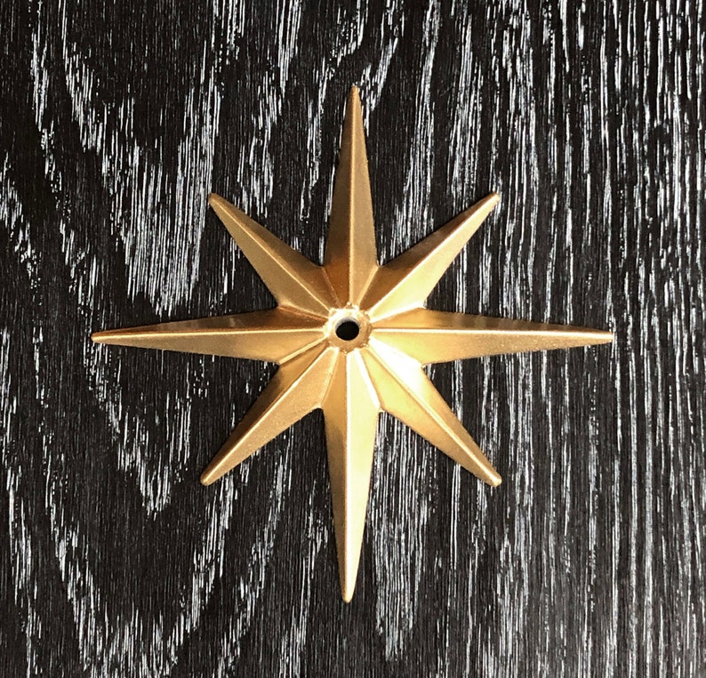 Large Classic STARBURST cast RESIN backplate for cabinet or drawer pull Mid Century in Gold Brass metallic finish, pull not included image 3