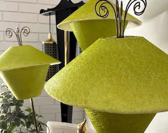 CHARTREUSE reproduction spun glass shades for Moss lamps and mid century lamp restoration - set of 3 shades