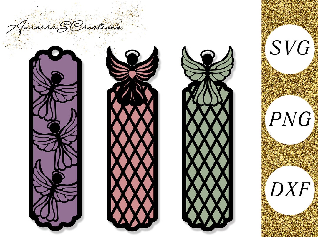 Bookmark SVG , Angel Bookmark SVG, 3 Designs Included, Tag Svg, Label ...