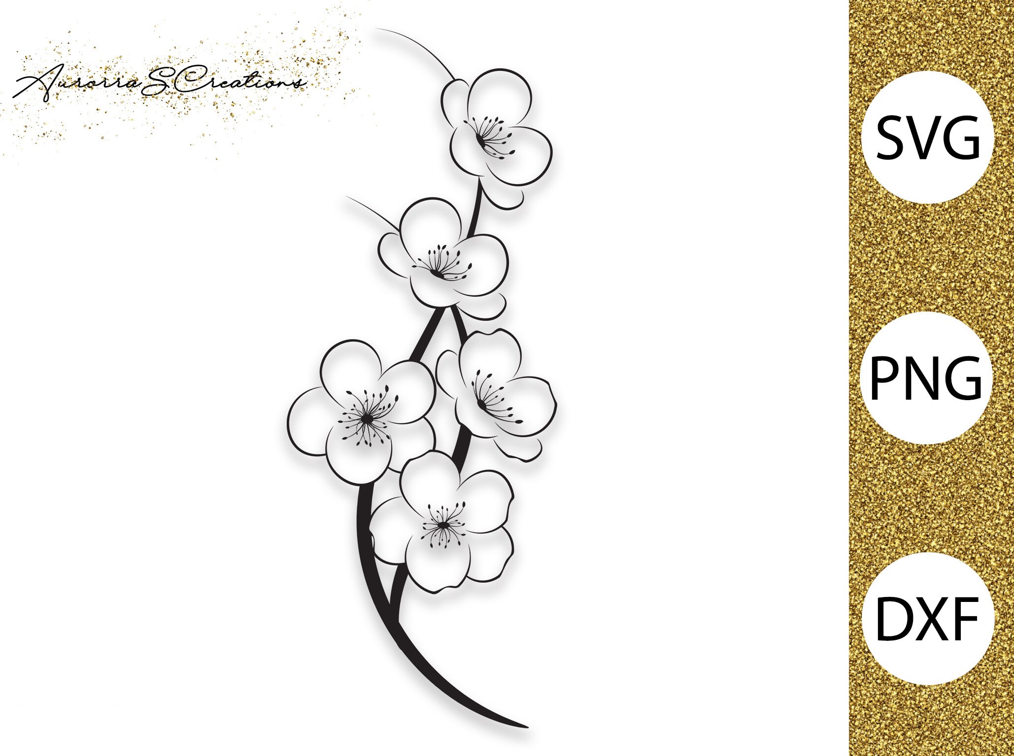 Cherry Blossom SVG Sakura Branch SVG Floral SVG Flowers Etsy UK