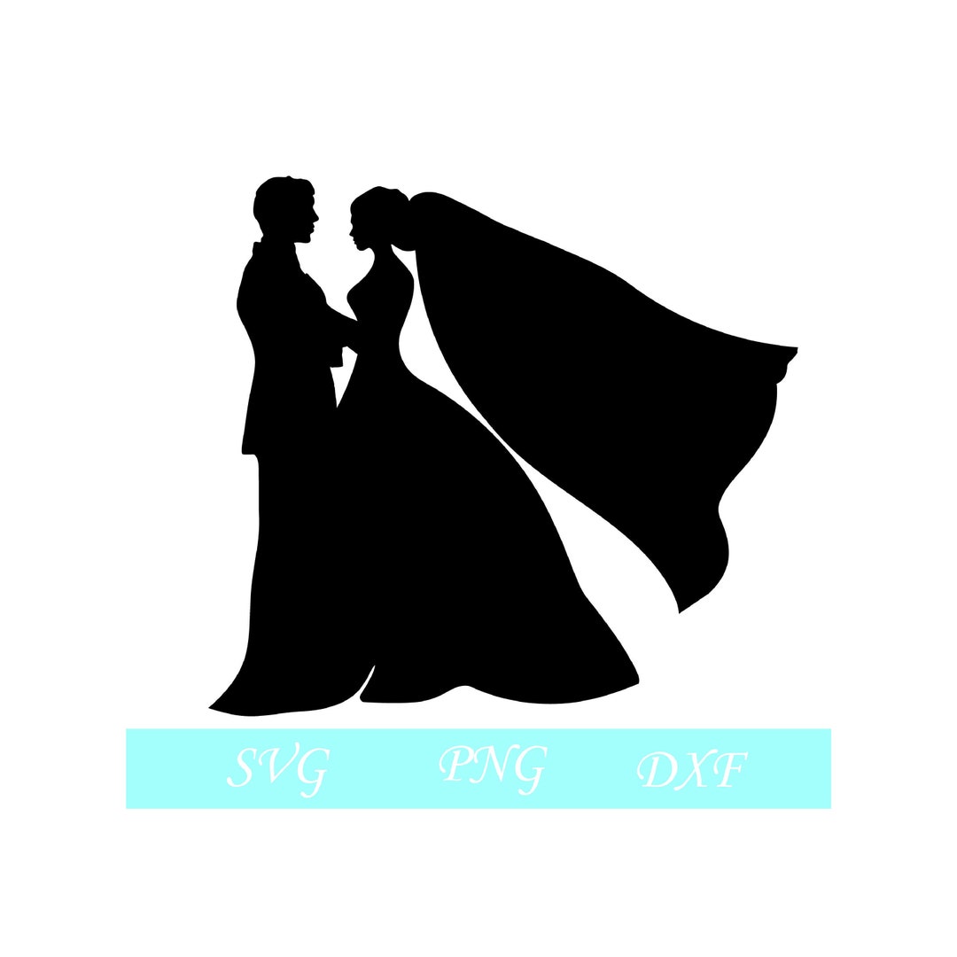 Bride and Groom SVG, Wedding SVG, Bride With Long Veil SVG, Wedding