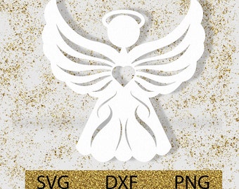 Angel Silhouettes SVG, Papercut Ornament, Christmas Ornaments SVG, Angel SVG for Cricut, Cricut Template, Vinyl Decal Svg, Commercial Use