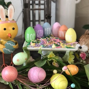 Rae Dunn Inspired Wooden Eggs | Pack of 6 | Farmhouse Easter Eggs