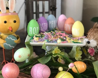 Rae Dunn Inspired Wooden Eggs | Pack of 6 | Farmhouse Easter Eggs