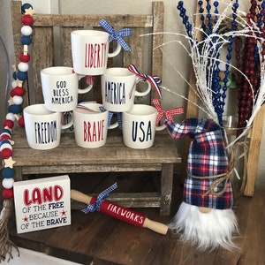 Mini 4th of July Coffee Mugs- Tiered Tray-Tiered Tray Decor- Independence Tiered Tray- USA- Patriotic