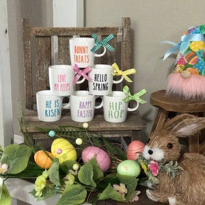 Mini Easter Coffee Mugs-Easter Tiered Tray-Tiered Tray Decor-Easter Day Tiered Tray
