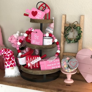 Valentine's Decor Bundle Pink Set of 3 Valentine Tiered - Etsy
