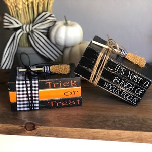 Halloween-Orange-Black- Stacks-Mini Book Bundle-Set 3 Wood Books-Fall-Tier Tray-Tiered Tray-Rae Dunn Inspired-Book Stamp-Faux Book