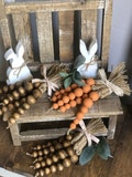 Wood bead carrots, carrot tiered tray decor, Easter tiered tray decor, Farmhouse Decor
