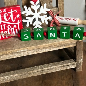 SANTA Bead Block Garland- Christmas-Tiered Tray Decor-Christmas Decor