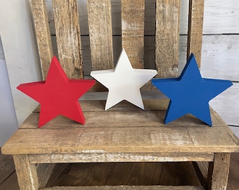 Star Wood Tiered Tray Decor, Patriotic , USA