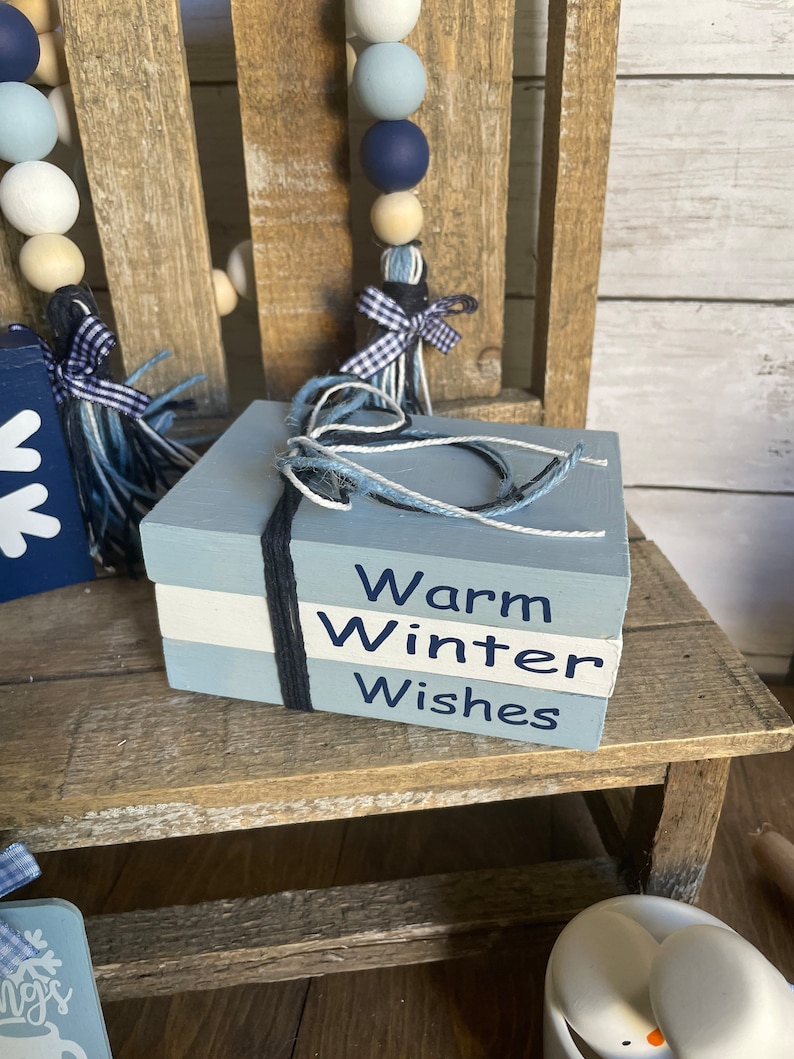 Navy Winter Time Decor Bundle Set of 3 Winter Tiered Tray Etsy