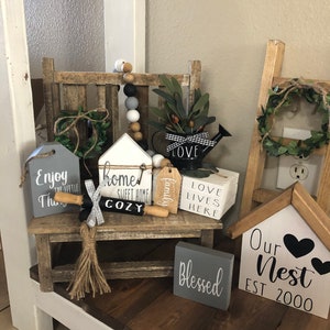 Family Black & Grey Decor Bundle, Tiered Tray Decor, Rae Dunn Inspired, Farmhouse Tiered Tray Decor, Farmhouse Decor, Modern Farmhouse Decor