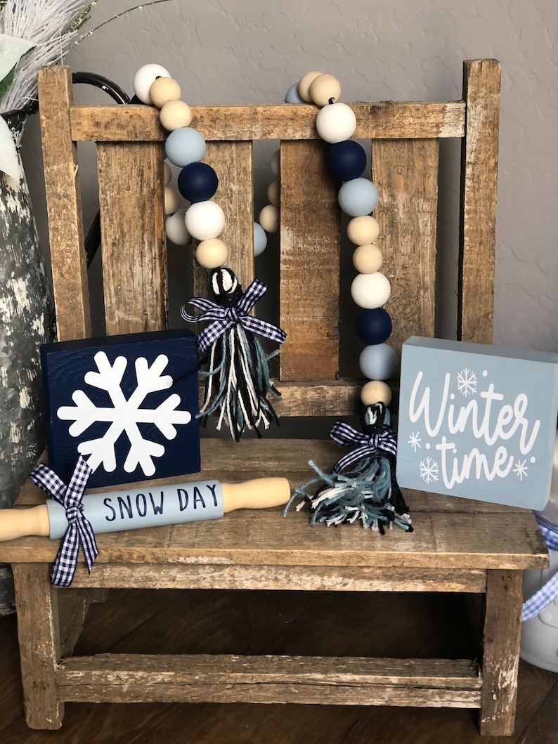 Winter Time Decor Bundle Set of 3 Winter Tiered Tray Winter Etsy